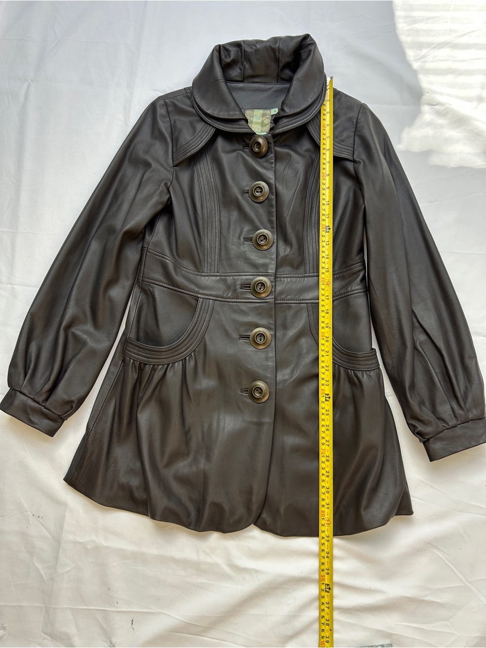 Women’s Brown Faux Leather Button-Front Coat